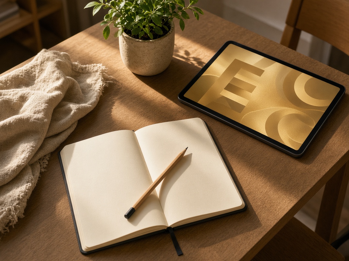A classroom table prepared for a language arts lesson